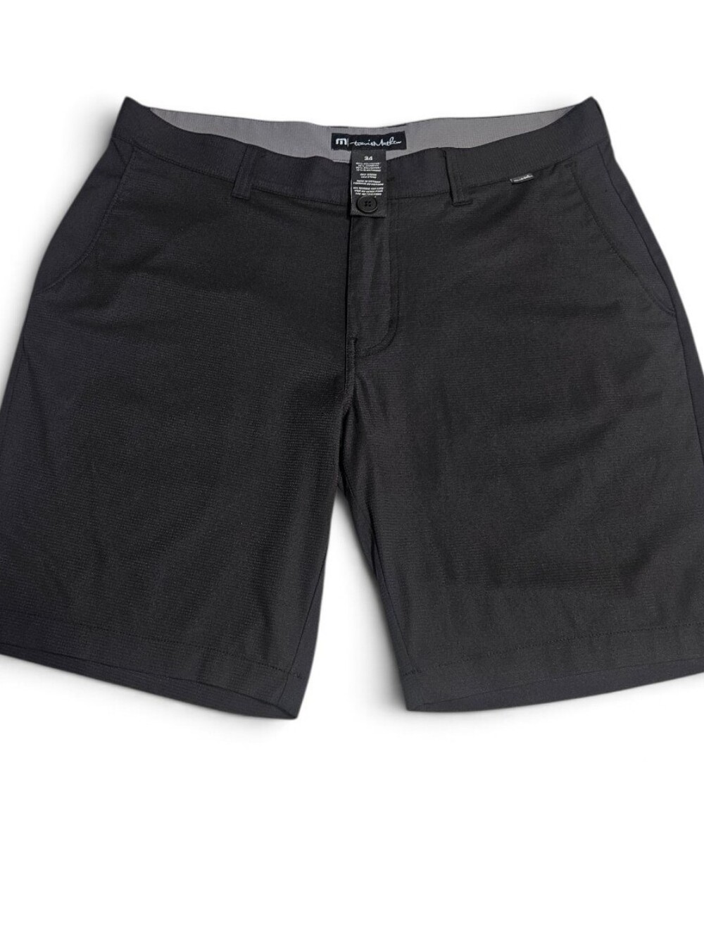 TravisMathew Golf Shorts Mens Size 34 Black Stretch Performance Flat Front Casua
